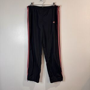 Vintage Y2K Adidas Track Pants Womens M Low Rise Ankle Zip Black Pink Stripe